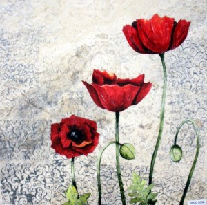 Modern Poppies, 18" x 18"