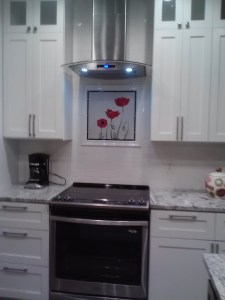 Poppy tile mural installation