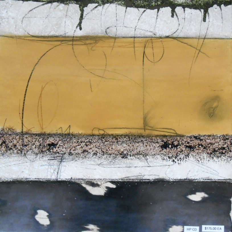 Graphite and Chamois Abstract Tile, 18"x18"