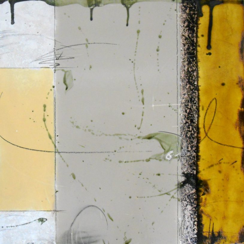 French Gray and Butterscotch Abstract Tile