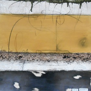 Graphite and Chamois Abstract Tile, 18"x18"