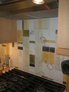 Mid Century Abstract Tile over a stove