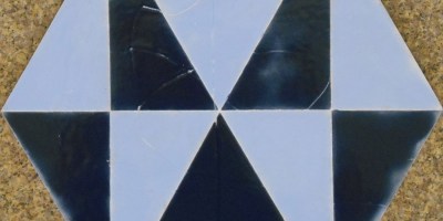 Ocean Blue Geometric Hexagon Tile, 8"x10