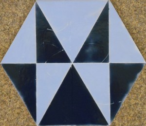 Ocean Blue Geometric Hexagon Tile, 8"x10