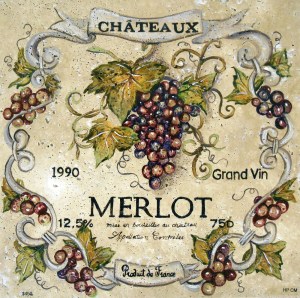 Enchanting Merlot Wine Label, 16"x16"