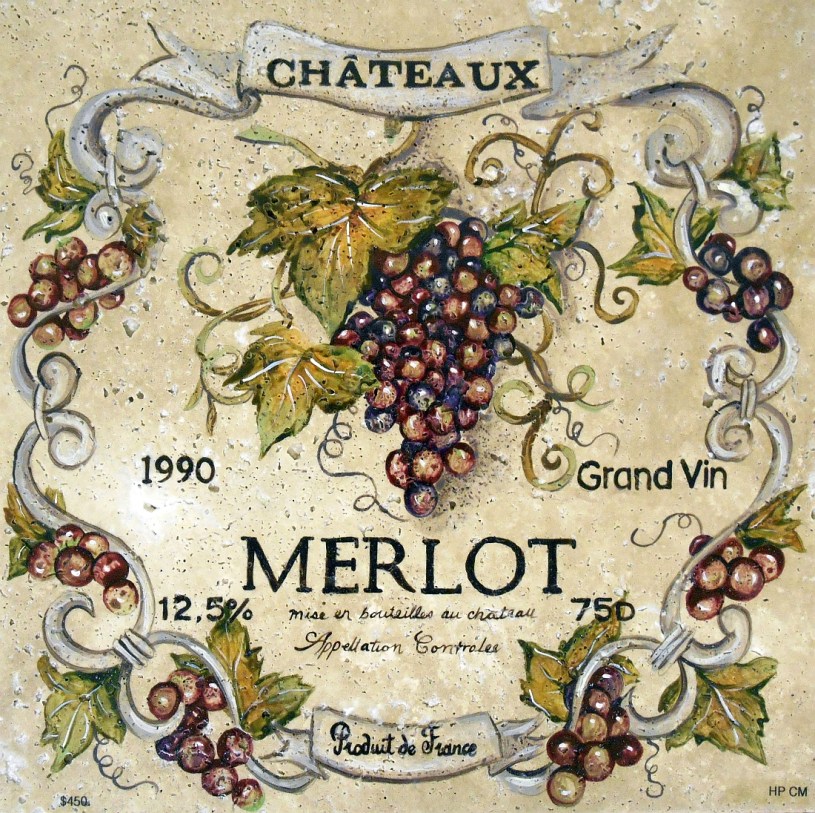 Enchanting Merlot Wine Label, 16"x16"