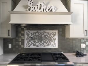 Elegant Filigree Tile Mural Installed